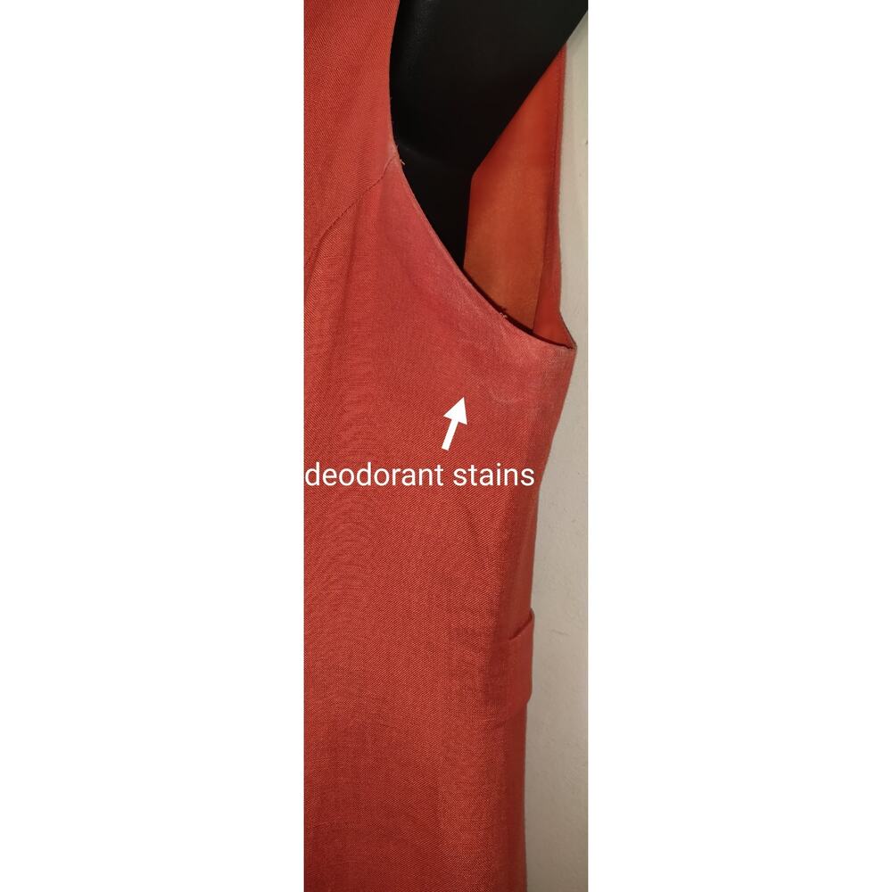 Coldwater Creek Orange Linen Blend Dress Sz 14 Mother Pearl Buttons Down FLAWS - Picture 10 of 16